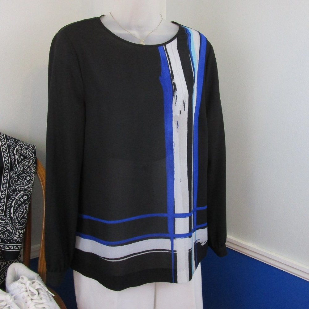 Liz Claiborne Semi Sheer Long Sleeve Dress Blouse
